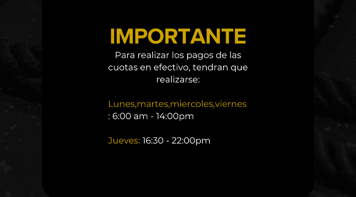 Pagos cuotas en efectivo///Cash payments